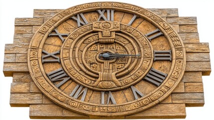 Obraz premium Ornate Stone Clock Face with Intricate Carvings and Roman Numerals