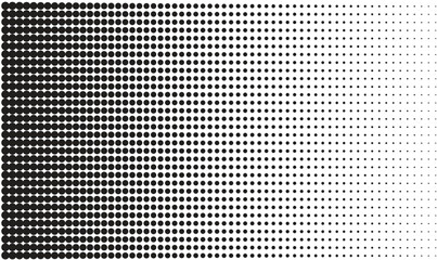 Dotted halftone gradient background. Black fading comic pop art overlay. Monochrome texture. Grunge halftone background. Vector illustration.