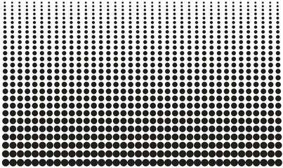 Dotted halftone gradient background. Black fading comic pop art overlay. Monochrome texture. Grunge halftone background. Vector illustration.