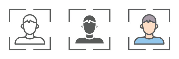 Face Detection Icons Set – Vector Illustrations in Multiple Styles