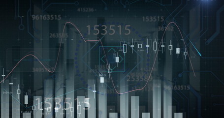 Image of financial data processing and scope scanning over server room