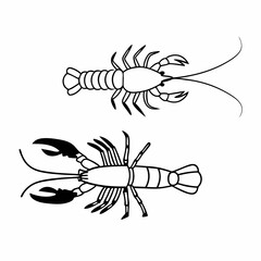 Obraz premium lobster vector illustration silhouette of an abstract fish 