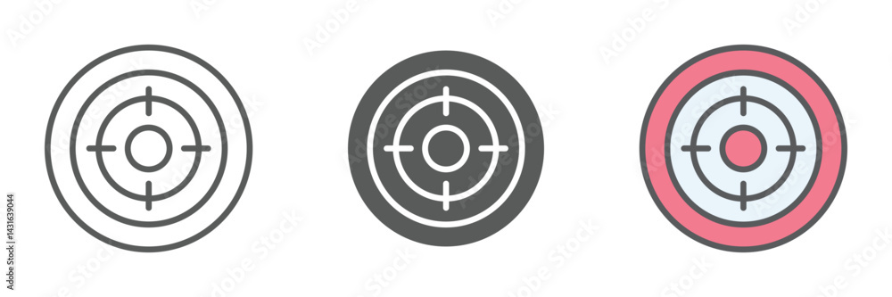 Aufkleber focused icons set – vector illustrations in multiple styles