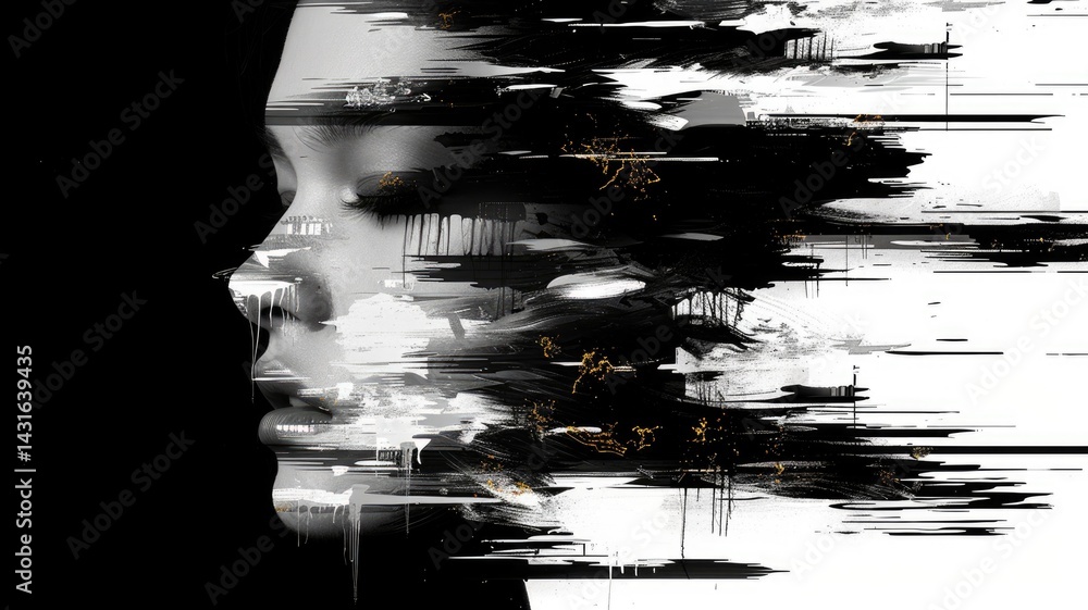 Poster abstract complex glitch with pixel effect in tech background use shading and glitches texture expres