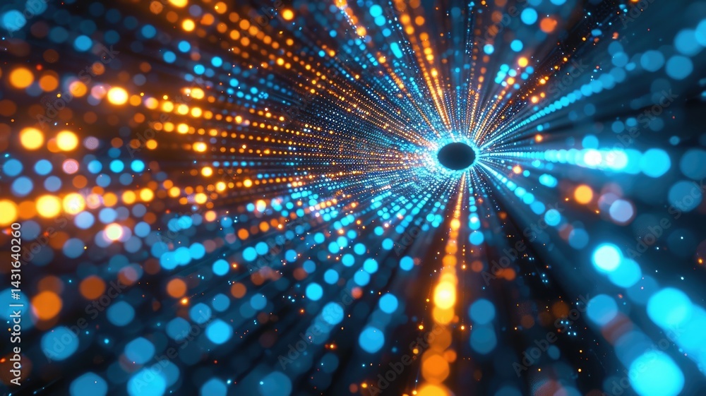 Poster abstract picture of digital particle with digital technology style design connecting become dynamic 