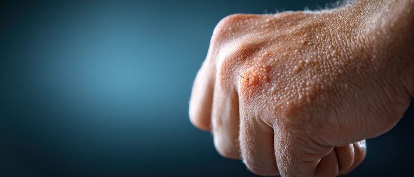 A close-up image of a cutaneous leishmaniasis ulcer on the arm, showing a large open wound with visible inflammation and potential signs of infection.