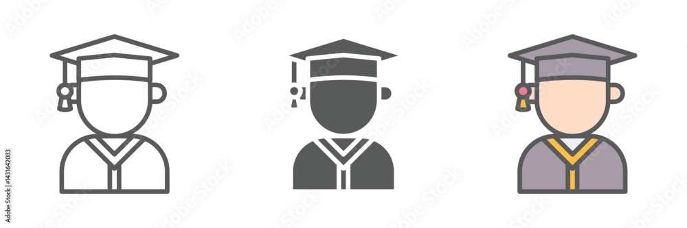 Poster graduation icons set – vector illustrations in multiple styles