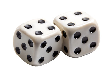 two dices with black dots isolated on white background PNG. GENERATIVE AI