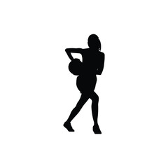 Basketball player holding ball at waist silhouette