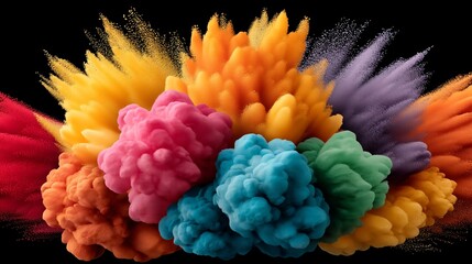 Obraz premium Vibrant color explosion, powder cloud burst