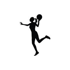 Female basketball player jumping with ball silhouette