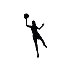 Girl basketball player raising arm silhouette
