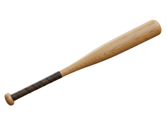 Wooden baseball bat resting against a dark backdrop highlighting its wood grain and grip