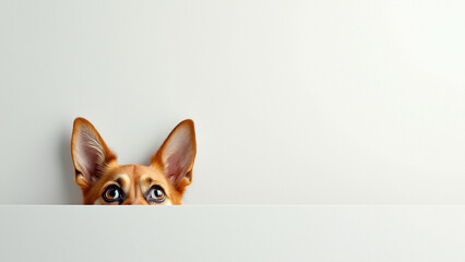Curious Puppy Peeking Over a Blank Surface