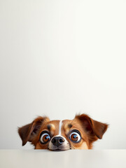 Curious Puppy Peeking Over a Blank Surface