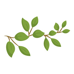 Branch with green leaves. Vector