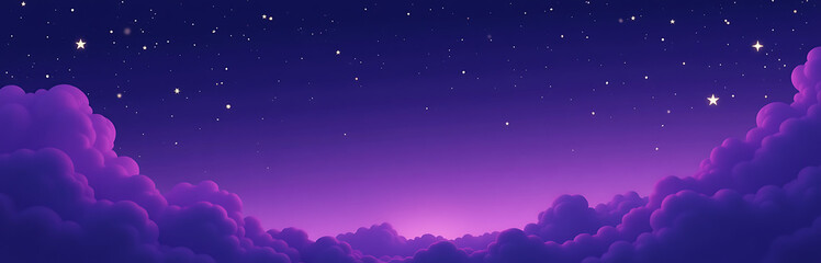 The purple night sky is a perfect background for designs featuring fluffy clouds and twinkling stars in it._00002_