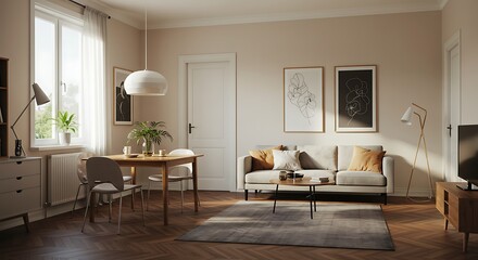 Living Room Interior with Modern Furniture