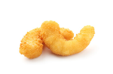 Two tasty tempura shrimps isolated on white