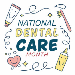 National Dental Care Month vector illustration
