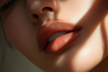 Close-up of woman's face with partial sunlight