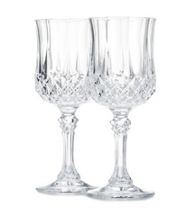 Two empty clean glasses isolated on white