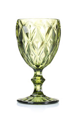 One empty clean glass isolated on white