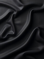 Obraz premium Textured black and dark gray fabrics dominate a wide panoramic background with ample copy space for creative designs._00001_