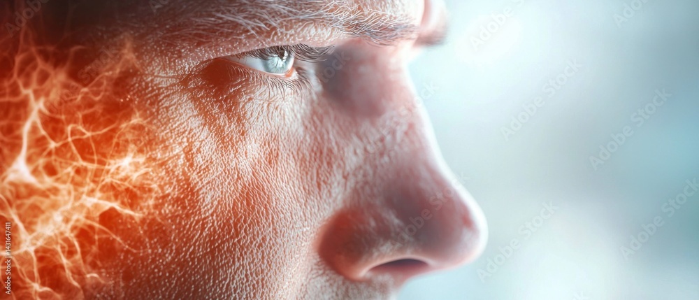 Poster depicting the complex and microscopic structure of a highly infectious skin disease, represented thr