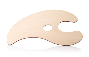 Empty wooden artist's palette isolated on white