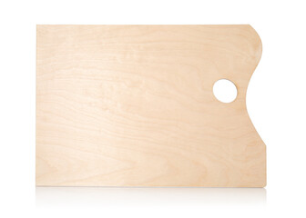 Empty wooden artist's palette isolated on white