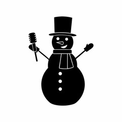 creative Silhouette Snowman with Microphone Icon Vector Illustration 