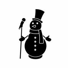 creative Silhouette Snowman with Microphone Icon Vector Illustration 