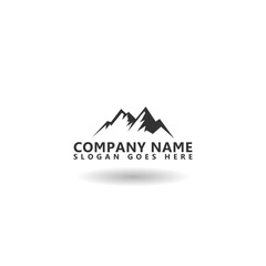 Mountains icon, logo with shadow