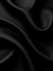 Fototapeta premium Soft black silk satin fabric with beautiful delicate folds and a simple elegant texture as the perfect design background._00001_