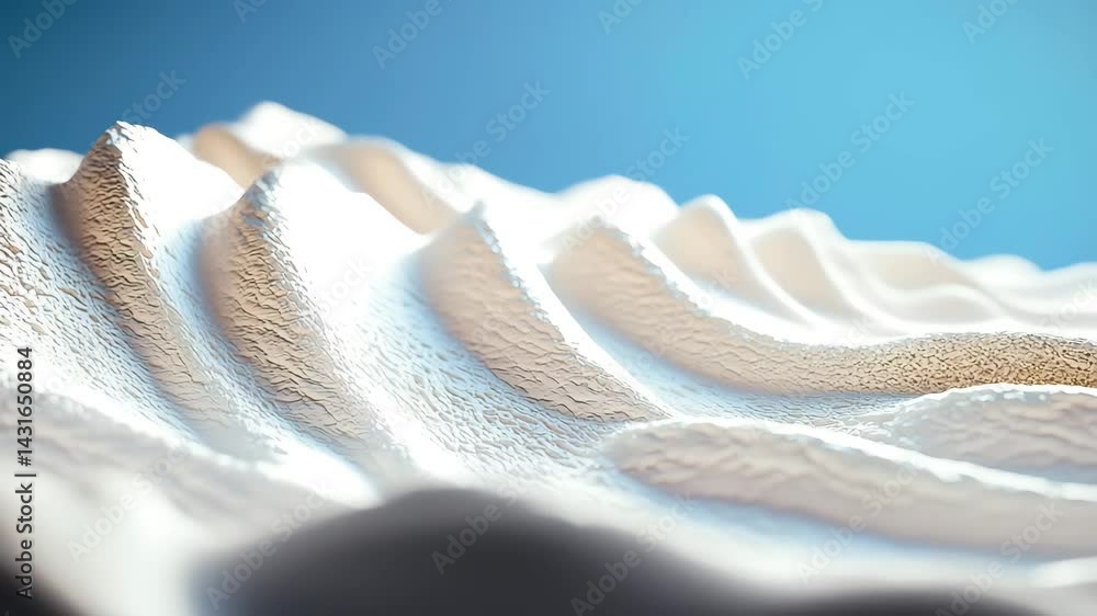 Poster abstract wave pattern created with textured material on a blue background.