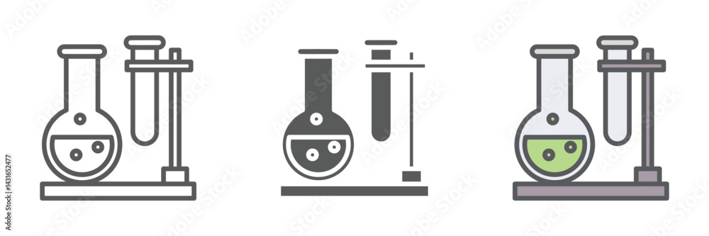 Poster laboratory icons set – vector illustrations in multiple styles