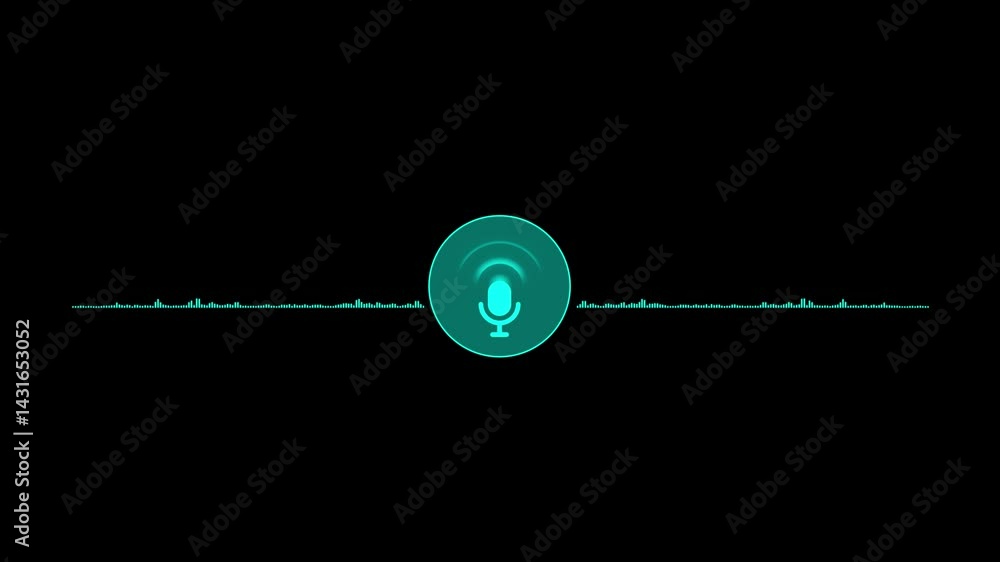 Poster voice recording and podcast mic microphone button icon animation. audio microphone icon animation in