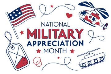 NATIONAL MILITARY APPRECIATION MONTH vector illustration