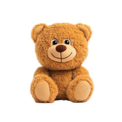 Obraz premium Adorable Brown Teddy Bear Sitting, Isolated on White Background