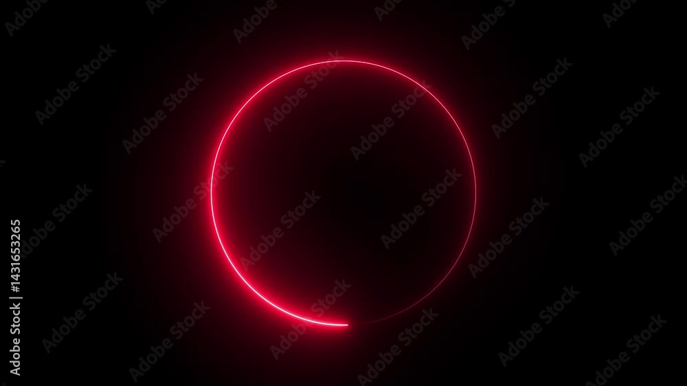 Poster glowing neon circle with on black background animation. neon line circle.stylish neon frame.circle s