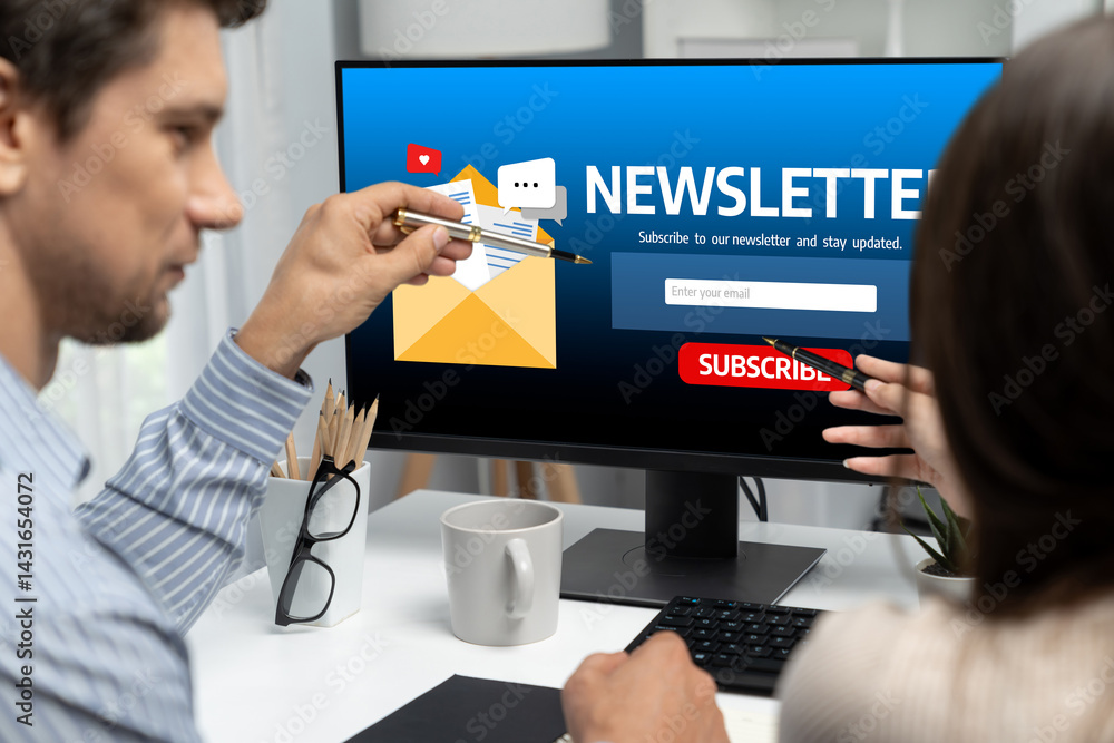 Poster newsletter signup page on computer for customer to subscribe brisk newsletter update information to 
