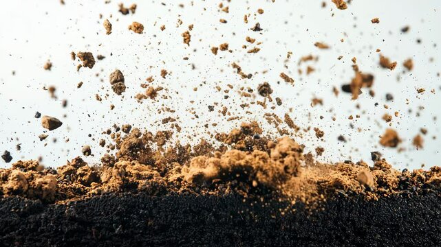 Dirt and soil are being thrown up, showcasing earth texture and movement.