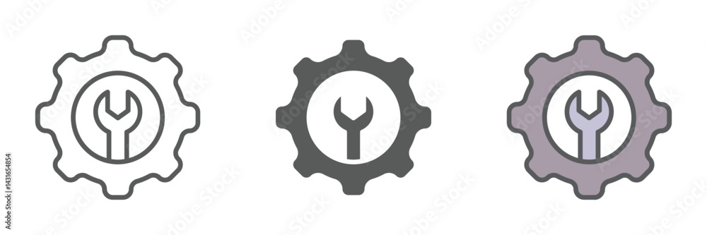 Poster maintenance icons set – vector illustrations in multiple styles