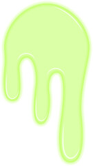 Radioactive green liquid forming a deep, irregular stain, resembling a toxic chemical residue.