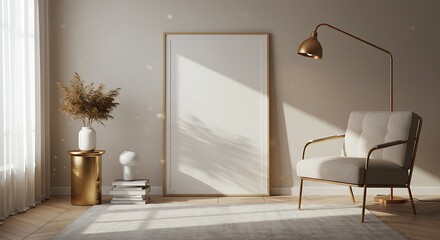 Empty Picture Frame in a Cozy Interior