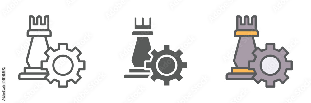 Poster management icons set – vector illustrations in multiple styles