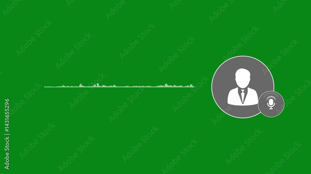 Poster virtual male character interview voice animation voice recording and podcast mic microphone button i