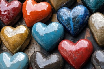 Obraz premium Heart symbol assortment for romantic designs, love narratives, and emotional projects in diverse styles and hues for personal and professional use
