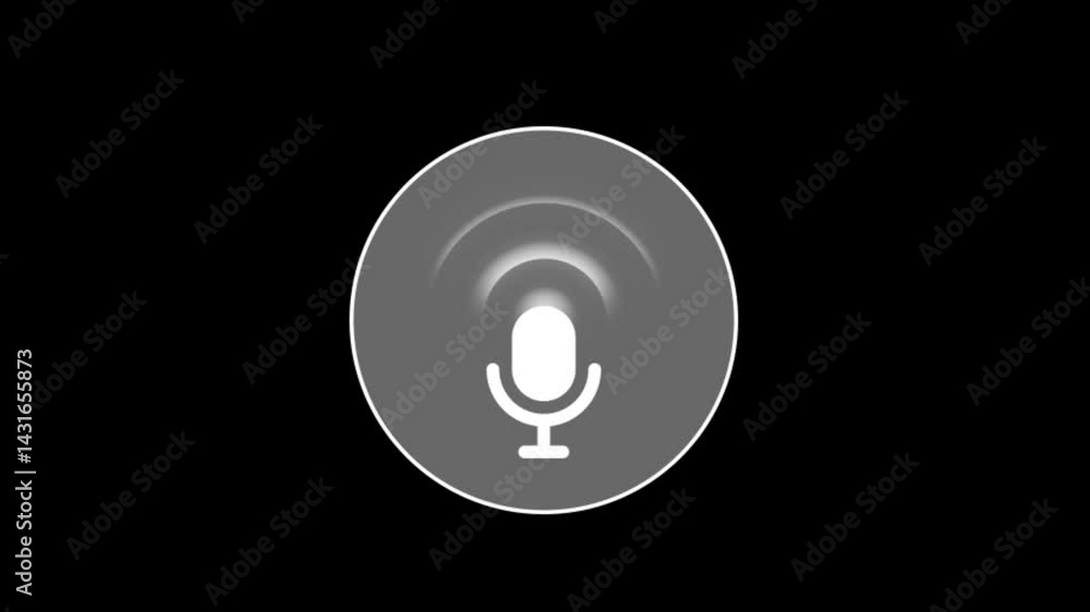Poster voice recording and podcast mic microphone button icon animation. audio microphone icon animation in